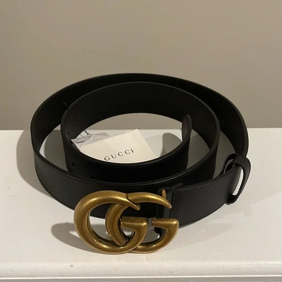 Gucci Black Leather Double GG Belt - Picture 7 of 11